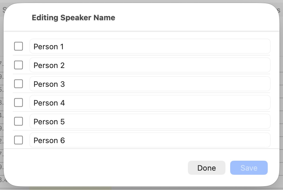 Set and save speaker names